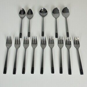 Vintage 14pc Carlyle Cameo Lot Stainless Steel MCM Hong Kong Flatware